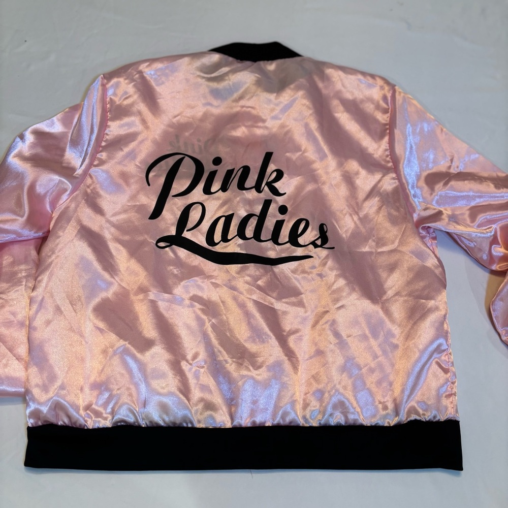 Pink Ladies Satin Bomber Jacket